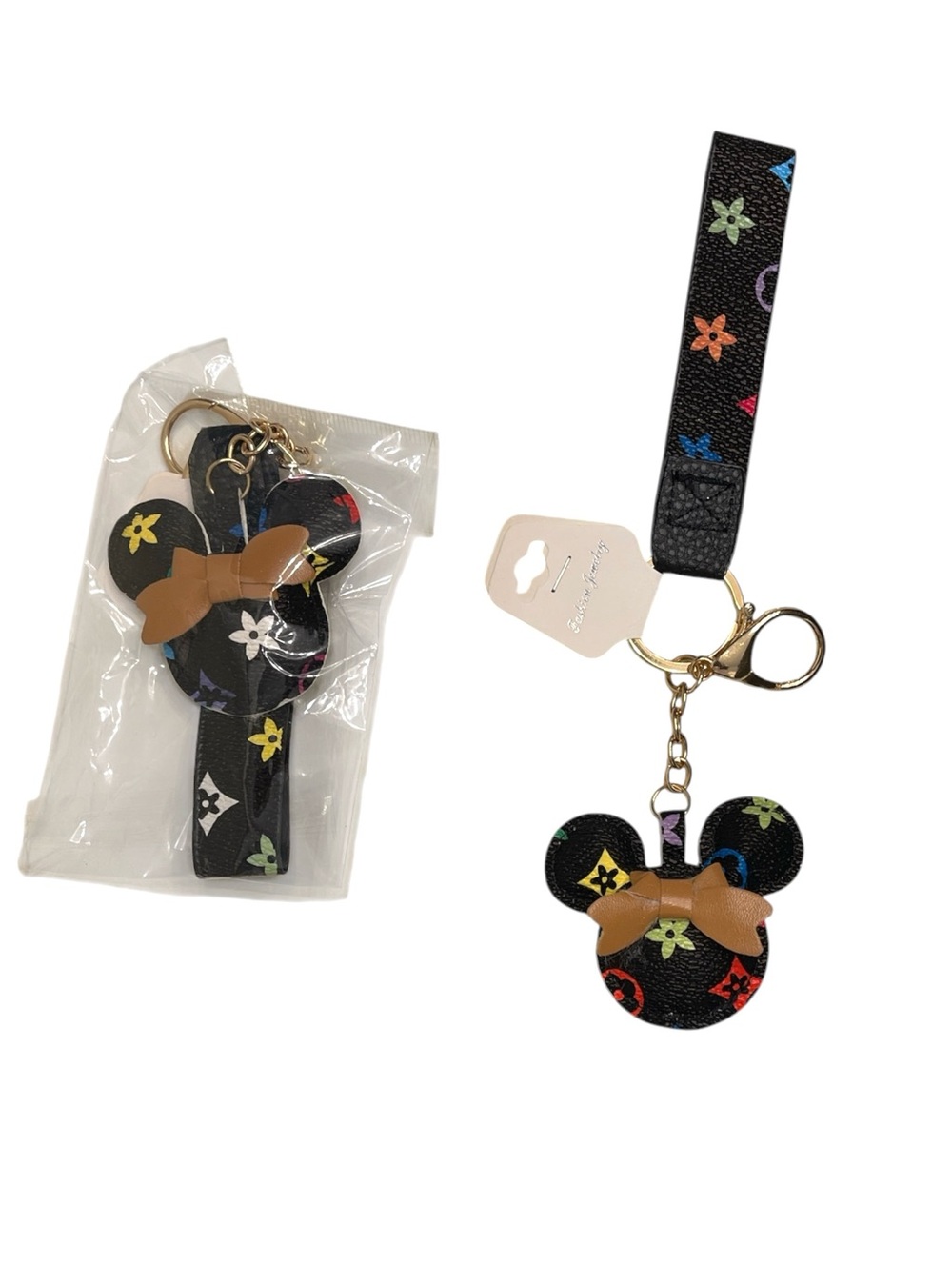 MICKEY HEAD MULTI COLOR KAWAII KEYCHAIN BAGCHARMS SET OF TWO